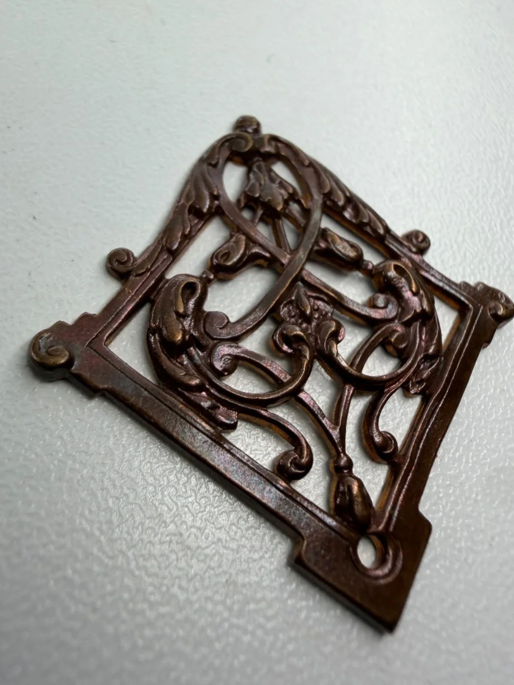 Vintage Floral Brass Metal Ormolu Ornamental Charm Decor 1 ¼